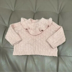 Shabby chic pink baby girl sweater 6-9